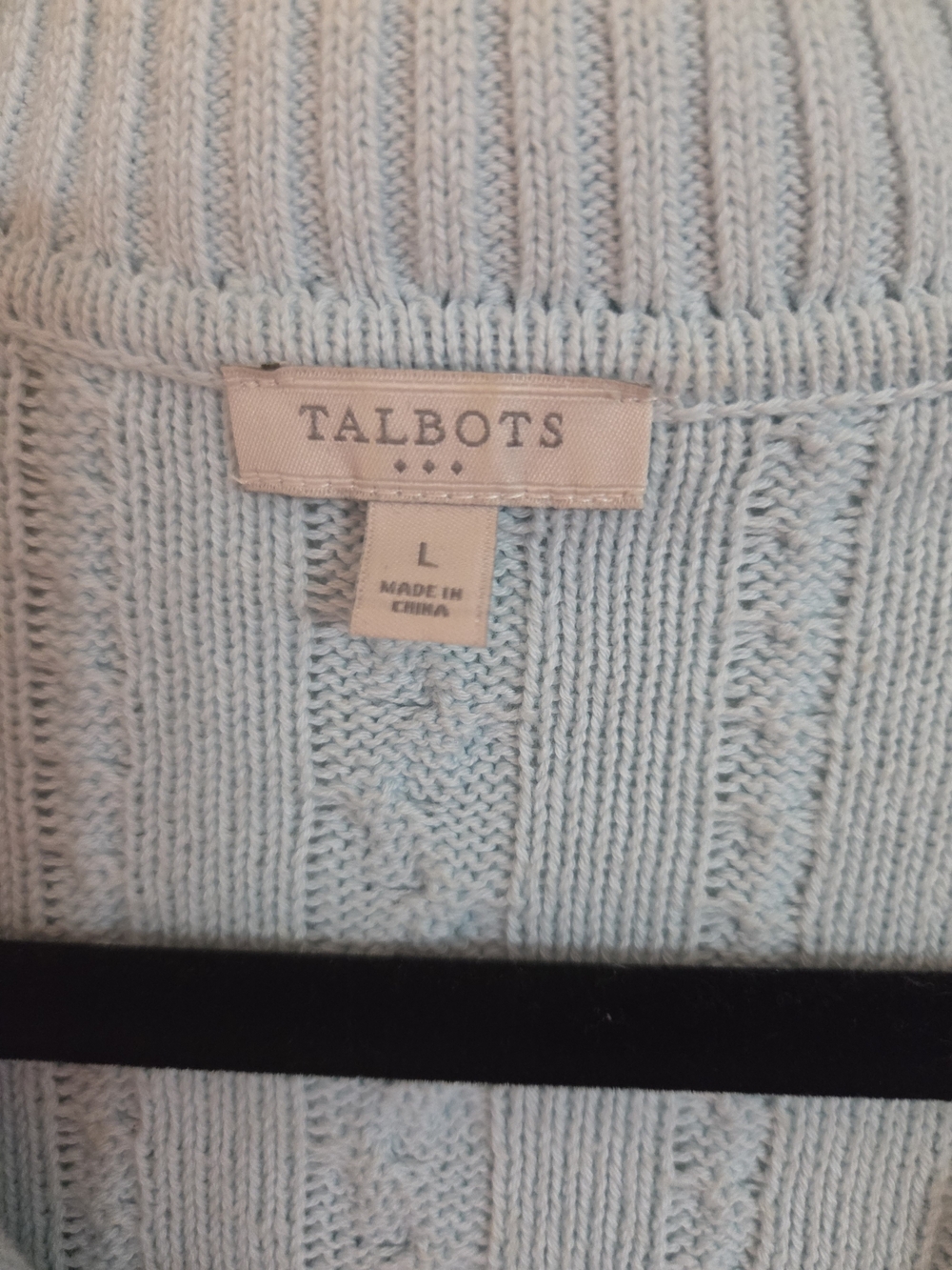 Talbots Light Blue Cable-Knit V-Neck Collared Sweater - Picture 2 of 2